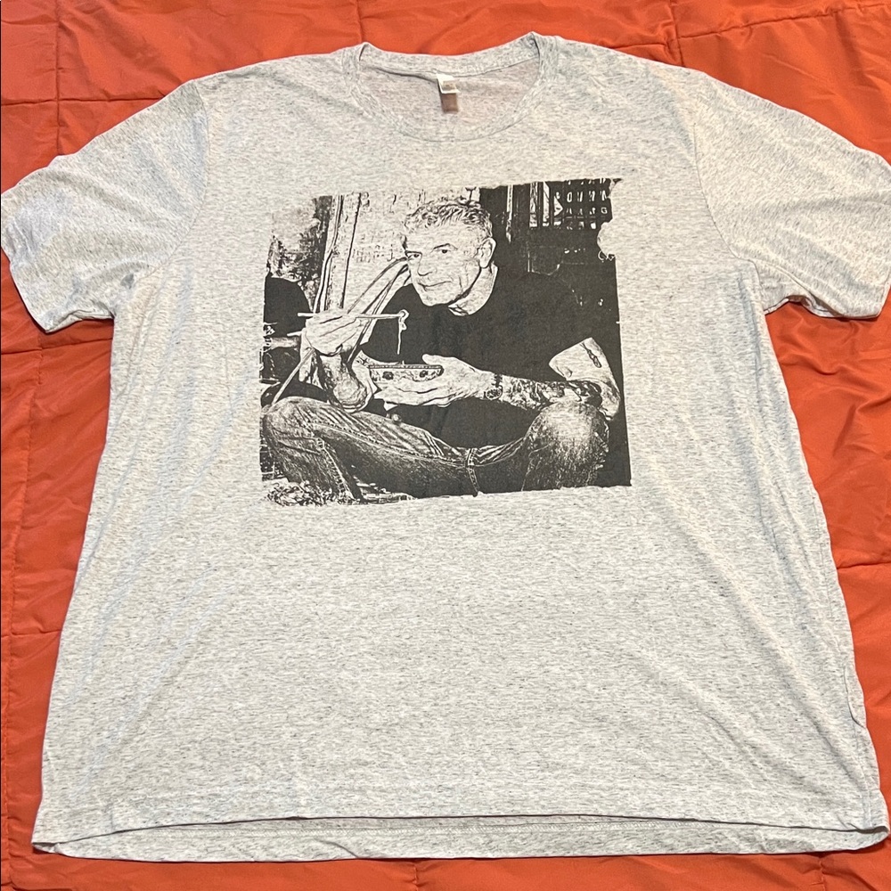 Bella Canvas Light Gray Heather Graphic Tee - Anthony Bourdain - Men’s - 2XL